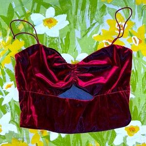 🥀 [blue blush] velvet keyhole crop top 🥀